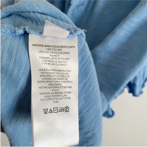 Anthropologie Pilcro Leila Tee blue ruffle relaxed fit split neck - Picture 8 of 10